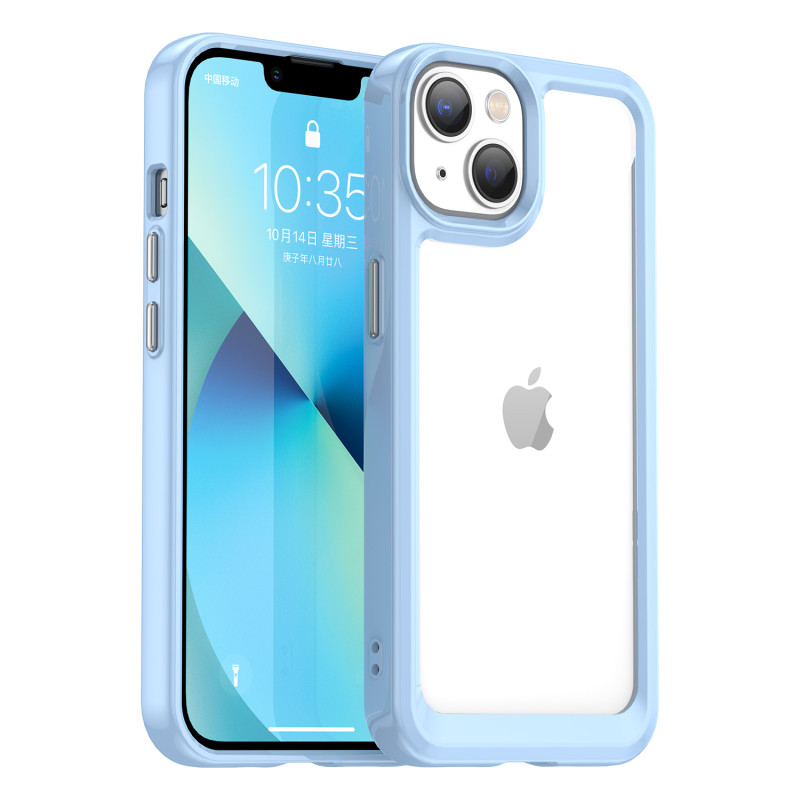 Outer Space Case iPhone 14 Plus kietas dėklas su gelio rėmeliu, mėlynas