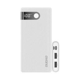 Dudao Powerbank 10000 mAh 2x USB / USB Type C / micro USB 2 A su LED ekranu balta spalva (K9Pro-01)