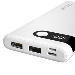 Dudao Powerbank 10000 mAh 2x USB / USB Type C / micro USB 2 A su LED ekranu balta spalva (K9Pro-01)