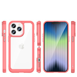 Outer Space Case iPhone 14 Pro kietas dėklas su gelio rėmeliu, raudonas