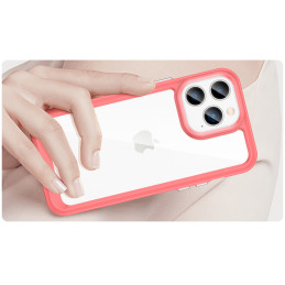 Outer Space Case iPhone 14 Pro kietas dėklas su gelio rėmeliu, raudonas