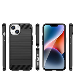 Anglies dėklas, skirtas iPhone 14, lankstus gelinis galinis dangtelis, juodas