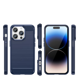 Carbon Case iPhone 14 Pro dėklas, lankstus gelio galinis dangtelis, mėlynas