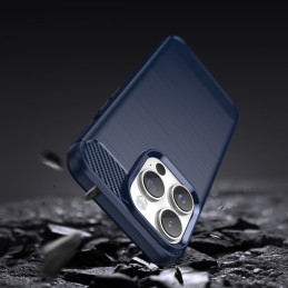 Carbon Case iPhone 14 Pro dėklas, lankstus gelio galinis dangtelis, mėlynas