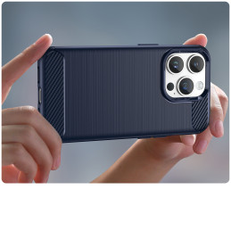 Carbon Case iPhone 14 Pro dėklas, lankstus gelio galinis dangtelis, mėlynas