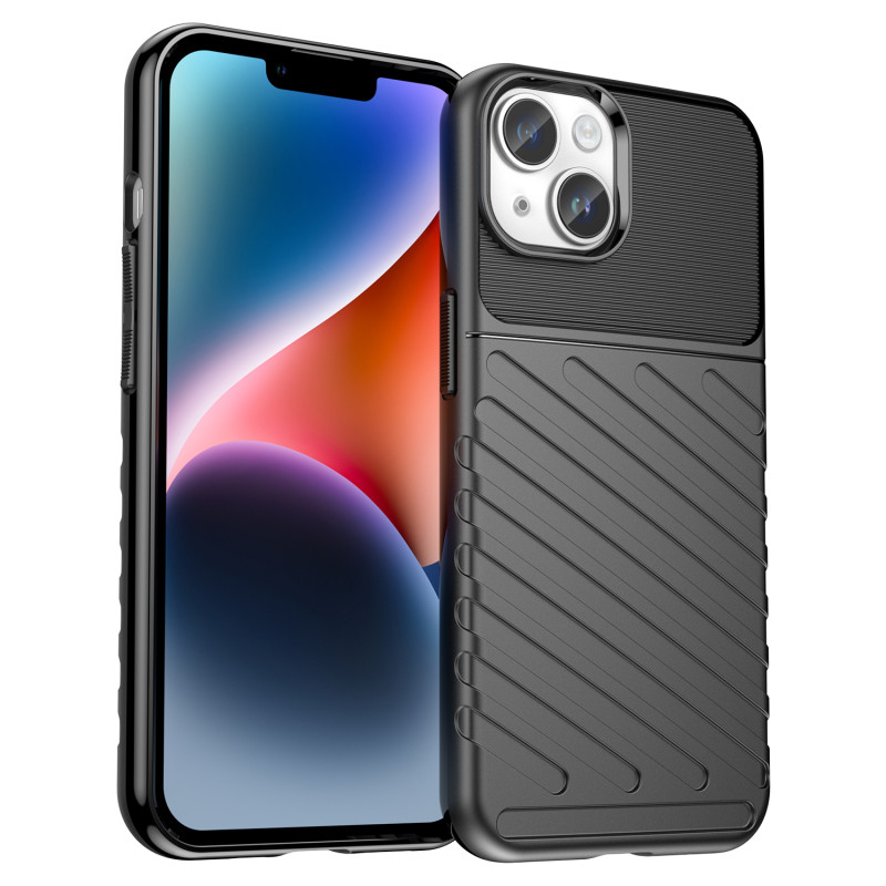 Thunder dėklas iPhone 14, šarvuotas dangtelis, juodas