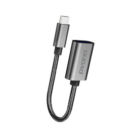 Dudao adapterio OTG laidas iš USB 2.0 į USB Type C pilkas (L15T)