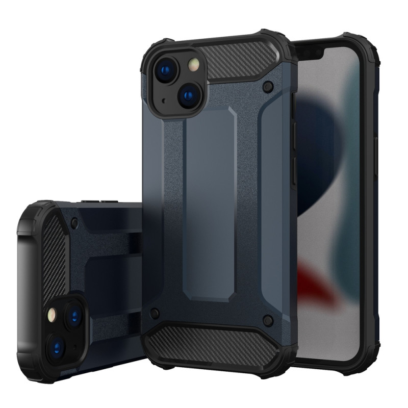 Hybrid Armor iPhone 14 dėklas, šarvuotas hibridinis dangtelis, mėlynas