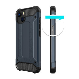 Hybrid Armor iPhone 14 dėklas, šarvuotas hibridinis dangtelis, mėlynas