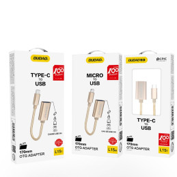 Dudao adapterio OTG laidas iš USB 2.0 į USB Type C pilkas (L15T)