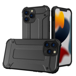 Hybrid Armor iPhone 14 Pro dėklas, šarvuotas hibridinis dangtelis, juodas