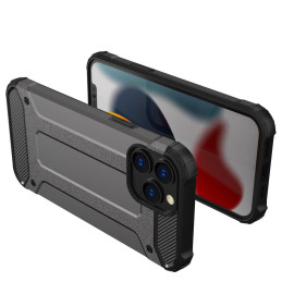 Hybrid Armor iPhone 14 Pro dėklas, šarvuotas hibridinis dangtelis, juodas