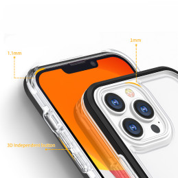 Skaidrus 3in1 iPhone 14 Pro dėklas, silikoninis dangtelis su rėmeliu, mėlynas