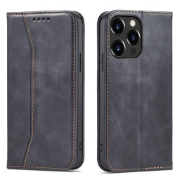 Magnetinis Fancy Case iPhone 14 Plus dėklo dangtelis su atvartu, juodas piniginės stovas