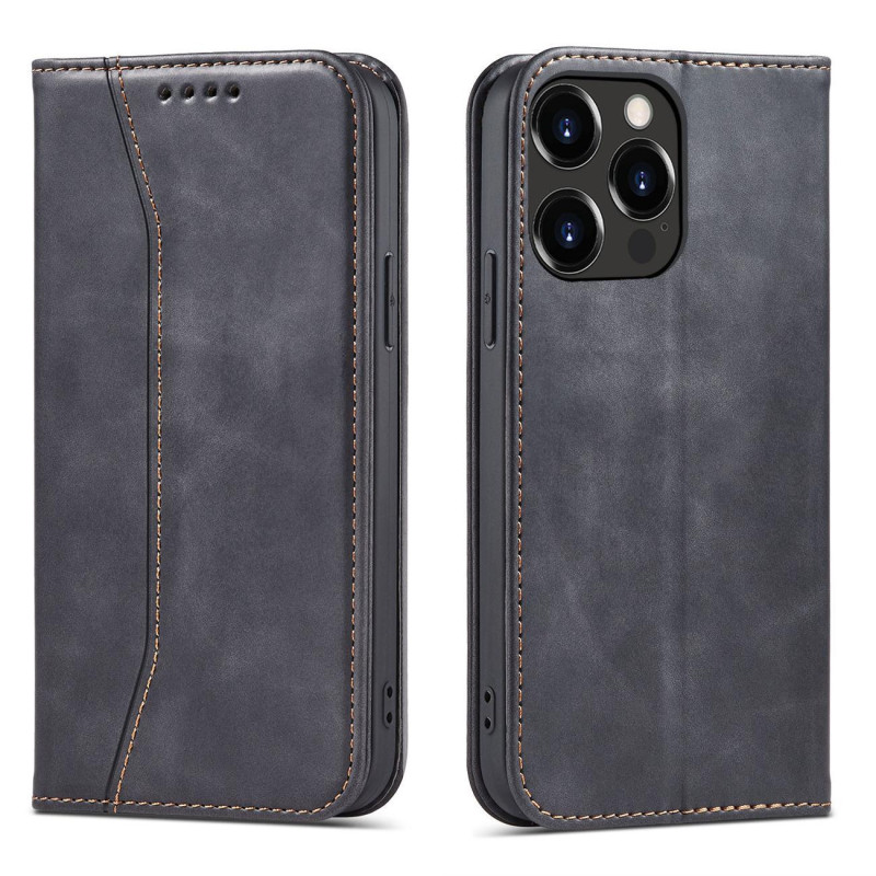 Magnetinis Fancy Case iPhone 14 Plus dėklo dangtelis su atvartu, juodas piniginės stovas