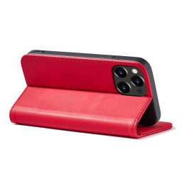 Magnetinis Fancy Case iPhone 14 Pro dėklo dangtelis su atlenktu piniginės stovu raudonas