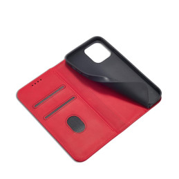 Magnetinis Fancy Case iPhone 14 Pro dėklo dangtelis su atlenktu piniginės stovu raudonas