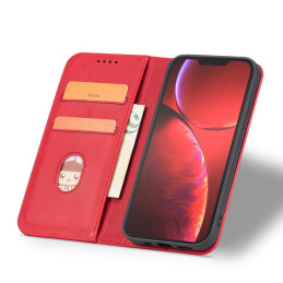 Magnetinis Fancy Dėklas, skirtas iPhone 14 Pro Max, dangtelis su atvartu, piniginės stovas, raudonas