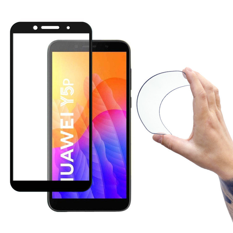 Wozinsky viso dangčio Flexi nano stiklo plėvelės grūdintas stiklas su rėmeliu Huawei Y5p Black