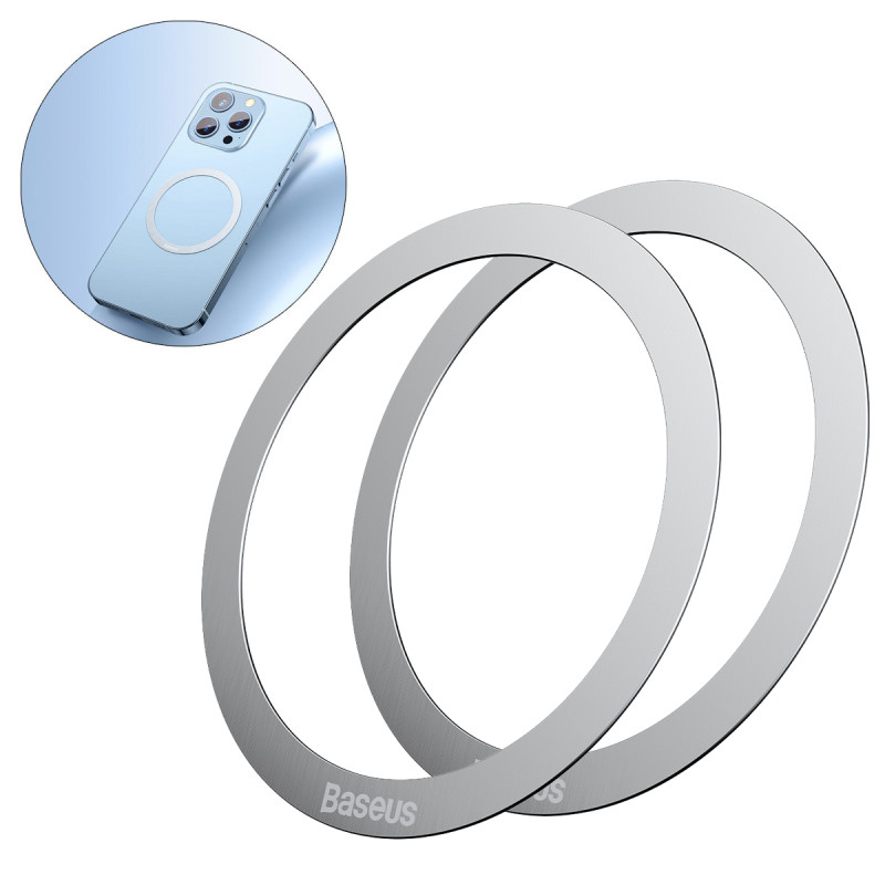 Baseus Halo serijos magnetinis žiedas (2 vnt./ pak.) sidabrinis (PCCH000012)