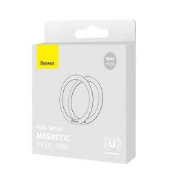 Baseus Halo serijos magnetinis žiedas (2 vnt./ pak.) sidabrinis (PCCH000012)
