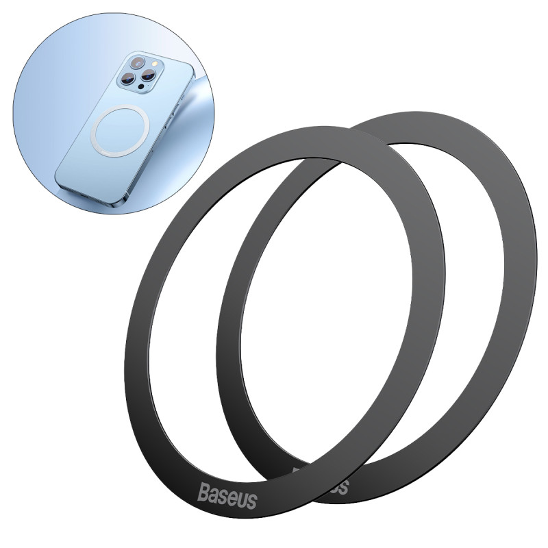 Baseus Halo serijos magnetinis žiedas (2 vnt./ pak.) juodas (PCCH000001)