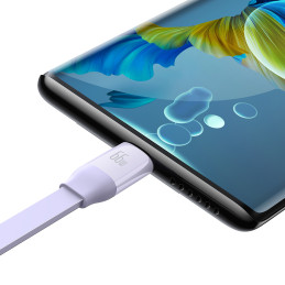„Baseus Bright Mirror 2 CAMJ010105“ laidas, ištraukiamas 3in1 USB-A - mikro USB / Lightning / USB-C 66W 1,1 m - violetin...