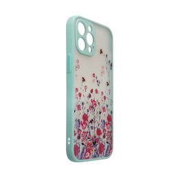Design Case iPhone 12 Pro dėklas, dangtelis su gėlėmis, šviesiai žalias