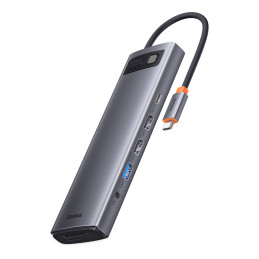 „Baseus Metal Gleam“ daugiafunkcis HUB USB Type C 12in1 HDMI / DP / USB Type C / mini lizdas 3,5 mm / RJ45 / SD (WKWG020...