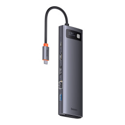 „Baseus Metal Gleam“ daugiafunkcis HUB USB Type C 12in1 HDMI / DP / USB Type C / mini lizdas 3,5 mm / RJ45 / SD (WKWG020...