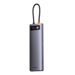 „Baseus Metal Gleam“ daugiafunkcis HUB USB Type C 12in1 HDMI / DP / USB Type C / mini lizdas 3,5 mm / RJ45 / SD (WKWG020...