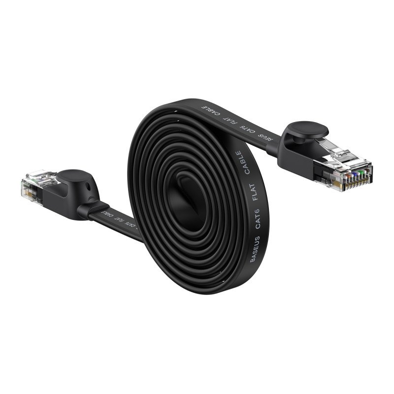 „Baseus Speed Six“ plokščias RJ45 tinklo kabelis 1000Mbps 2m juodas (WKJS000101)