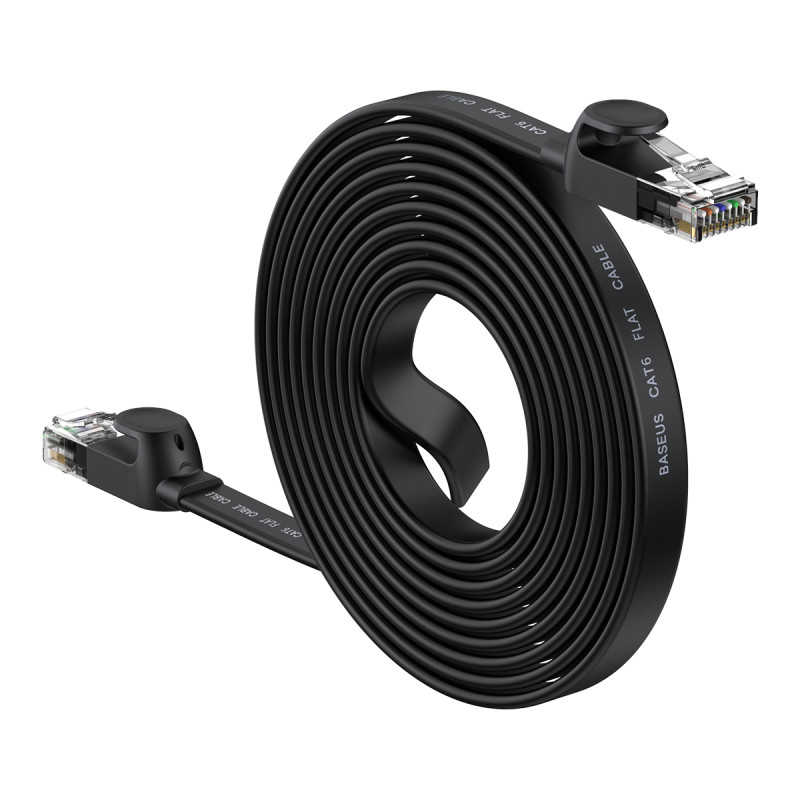 „Baseus Speed Six“ plokščias RJ45 tinklo kabelis 1000Mbps 10m juodas (WKJS000201)