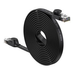 Baseus Speed Six plokščias RJ45 tinklo kabelis 1000Mbps 15m juodas (WKJS000301)