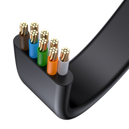 Baseus Speed Six plokščias RJ45 tinklo kabelis 1000Mbps 15m juodas (WKJS000301)