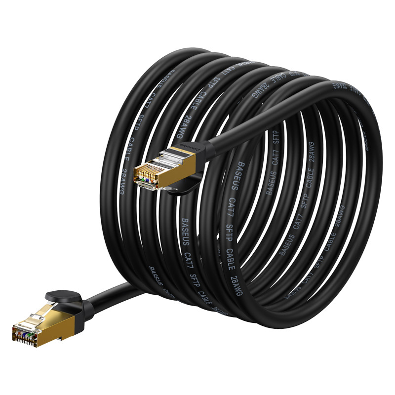 Baseus Speed Seven greitas RJ45 10Gbps tinklo kabelis 8m juodas (WKJS010601)