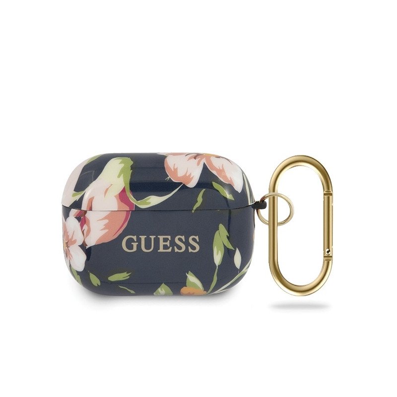 Guess N.3 Flower Collection dėklas, skirtas AirPods Pro – mėlynas