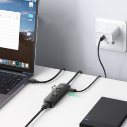 Ugreen USB HUB A tipo skirstytuvas – 4x USB 3.2 Gen 1 juodas (CM416 80657)
