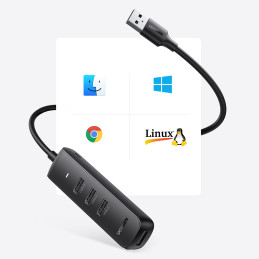 Ugreen USB HUB A tipo skirstytuvas – 4x USB 3.2 Gen 1 juodas (CM416 80657)