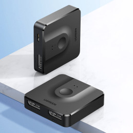 Ugreen CM430 signalo skirstytuvas, 2x DisplayPort (įvestis) iki 1x DisplayPort (išėjimas) 4K/ 1080p juodas jungiklis (60...