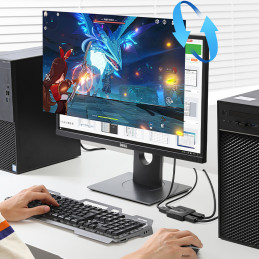 Ugreen CM430 signalo skirstytuvas, 2x DisplayPort (įvestis) iki 1x DisplayPort (išėjimas) 4K/ 1080p juodas jungiklis (60...