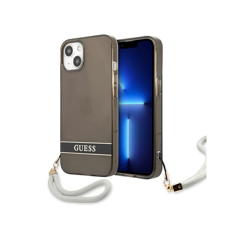 Guess Translucent Strap dėklas iPhone 13 mini - juodas