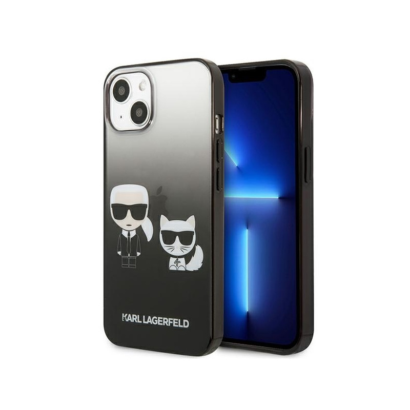 Karl Lagerfeld Gradient Ikonik Karl&Choupette dėklas iPhone 13 mini - juodas