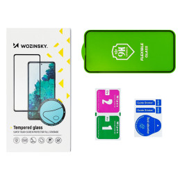 Wozinsky viso dangčio Flexi nano stiklo plėvelės grūdintas stiklas su rėmeliu iPhone 12 mini juodas