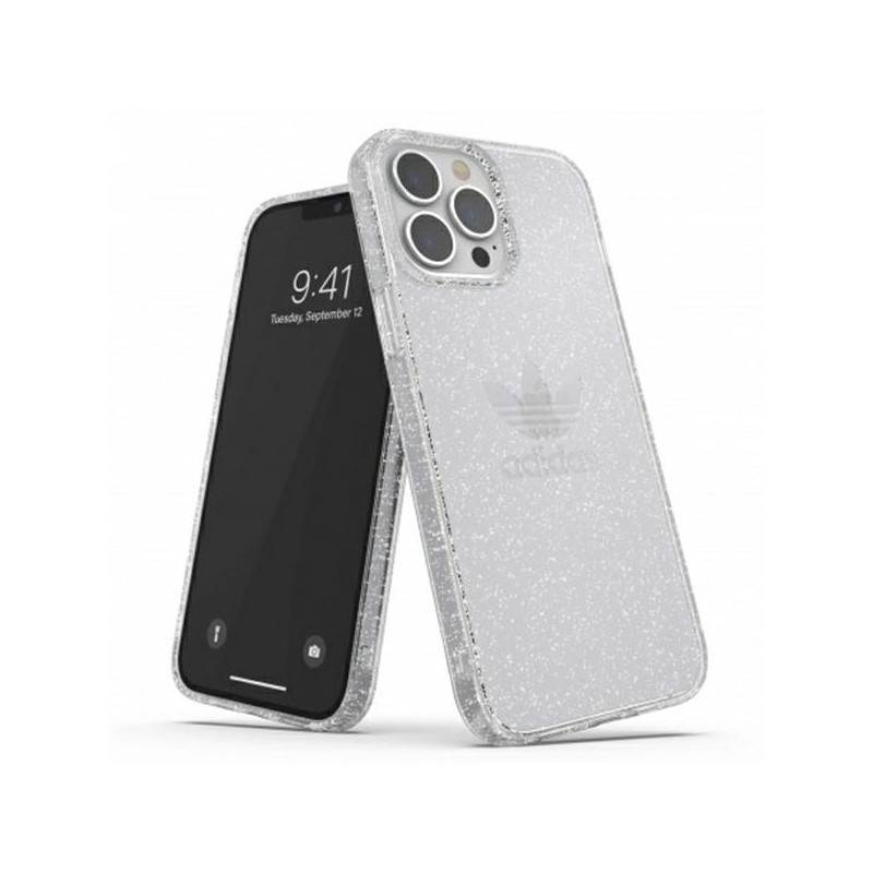 Adidas OR Protective Clear Case Glitter dėklas iPhone 13 Pro Max - skaidrus ir sidabrinis