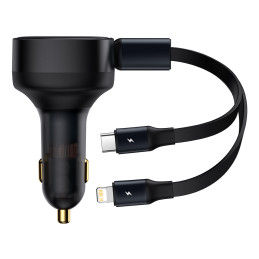 Baseus Enjoyment automobilinis įkroviklis 2in1 30W juodas (CGTX000001)