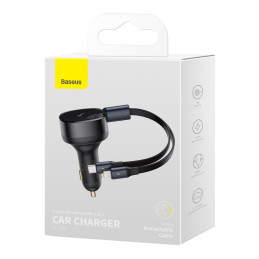 Baseus Enjoyment automobilinis įkroviklis 2in1 30W juodas (CGTX000001)