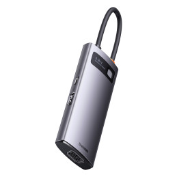 „Baseus Metal Gleam“ serijos HUB 6 viename prijungimo stotelė C tipo USB – 1 x HDMI / 3 x USB 3.2 Gen. 1 / 1 x Power Del...