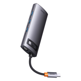 „Baseus Metal Gleam“ serijos HUB 6 viename prijungimo stotelė C tipo USB – 1 x HDMI / 3 x USB 3.2 Gen. 1 / 1 x Power Del...