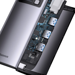„Baseus Metal Gleam“ serijos HUB 6 viename prijungimo stotelė C tipo USB – 1 x HDMI / 3 x USB 3.2 Gen. 1 / 1 x Power Del...
